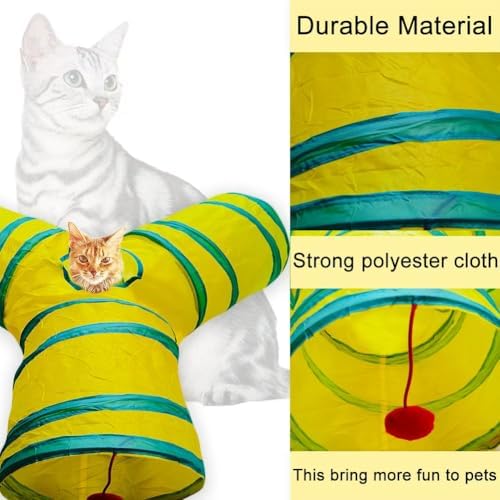 Cat Tunnel Tube Toys, 3 Ways Tunnels for Indoor Cats with Play Ball