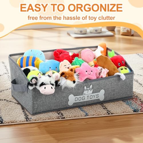 Zopeal 20 Pcs Dog Toy Set with Storage Box, Squeaky Toys, Crinkle No Stuffing Dog Ball & Tennis Balls, Interactive Chew & Fetch Toys for Small and Medium Puppy, Gift for Puppy Lovers