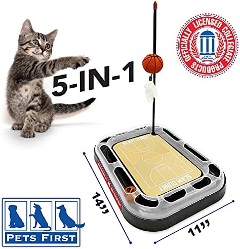 NCAA Nebraska Cornhuskers Basketball Court Cat Scratcher Toy - 6-in-1 Interactive Cat Toy with Catnip-Filled Plush Basketball