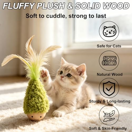 2Pcs Cat Self-Righting Wobble Toy, Interactive Feather Tumbler