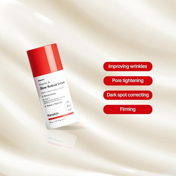 Hanskin 0.1% Pure Retinol Facial Serum for Face, Reduce Fine Lines & Wrinkles, Signs of Aging for Day & Night, Smoothing Firming Revitalizing, Animal Testing Free, Korean Skincare, 30ml/1.01 FL Oz