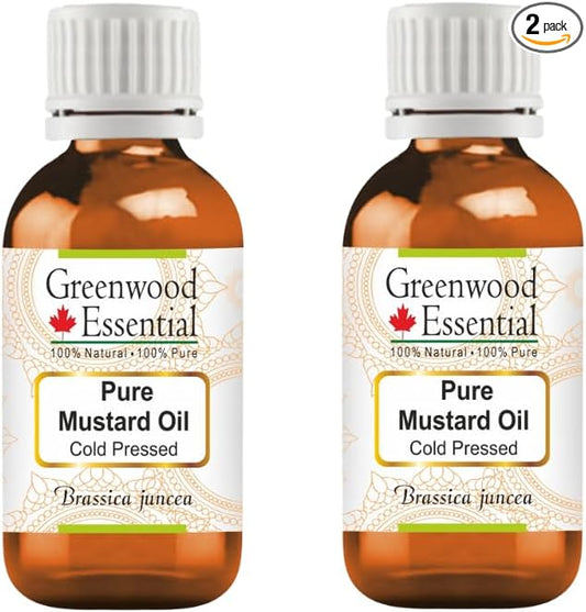 Greenwood Essential Pure Mustard Oil (Brassica juncea) Cold Pressed (Pack of Two) 5ml X 2 (0.33 oz)