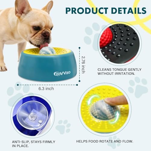 Rolling Slow Feeder Dog Bowls with Interactive Lick Ball