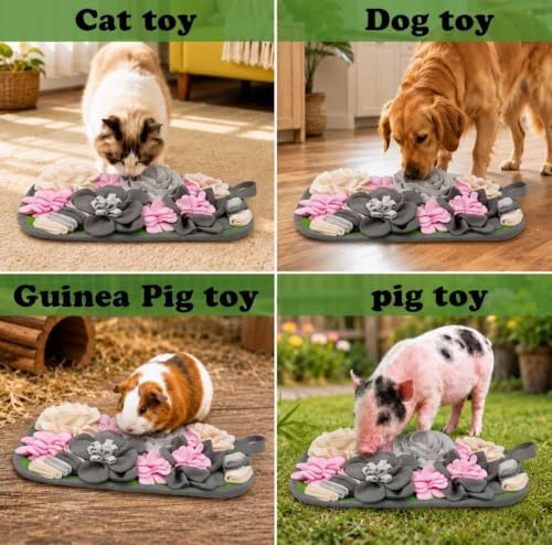 Pig Foraging Mat for Mini Pigs, Pig Toys for Mini Pigs with Snuffle Feeding Pad and Chewable Enrichment Features, Interactive Treat Seeking Activity Toy for Pet Pigs, Farm Pigs and Small Animals