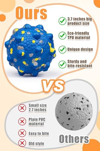 Moonorange 3.7'' Dog Balls for Dogs Aggressive Chewers Indestructible Tennis Durable Bouncy Interactive Dog Toy for Fetch Game Floating Balls (Grey Large)