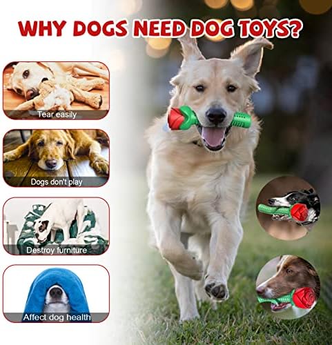 ucho Dog Toys for Aggressive Chewers, Rose Dog Toy for Small Medium Dogs, Interactive Chew Toys for Training and Cleaning Teeth