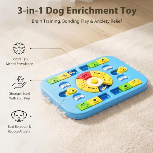 Dog Puzzle Toy, Treat Dispensing Dog Enrichment Toys, Blue