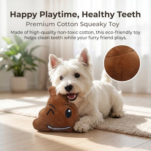Funny Poop Plush Squeaky Dog Toy, Dental Chew for Small Dogs