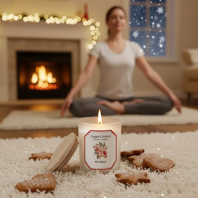 Sugar Cookies Scented Candle for Women & Men, Buttercream Frosting, Sugar Cookie Scented for Home,Non-Toxic Soy Wax,16 oz 70 Hour Long Burn Time, Sweet Christmas Candle