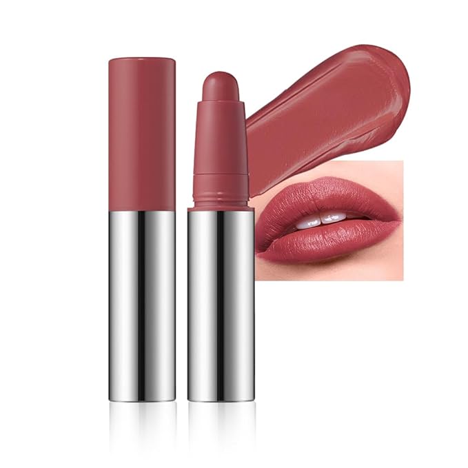 Deep Rosewood Matte Lipstick Crayon – Waterproof Long Lasting Lip Liner Pencil, High Pigment Creamy Velvet Lipstick, Non-Drying Lip Color for Women, 04#