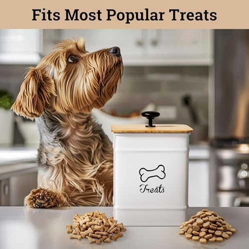 Dog Treat Container with Airtight Bamboo Lid, 5"W x 7"H, 7 Cup Capacity