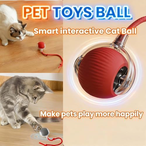 Interactive Rotating Cat Ball Toy, 360 Smart Rolling Ball Electric, Automatic Moving for Cats & Kittens (Blue)