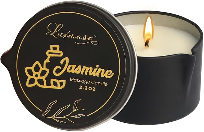 Massage Candle Oil Low Temp for Body Relaxation, Jasmine Scent 2.35 OZ