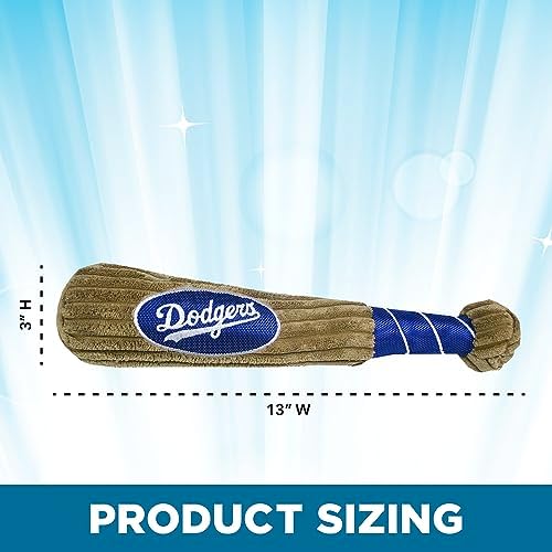 MLB Los Angeles Dodgers Baseball Bat Toy for DOGS & CATS. Soft Corduroy Plush Dog Toy with Inner SQUEAKER, MLB Chew Toys for Dogs or Cats. Durable Fun Interactive Dog Toy with Team Names and Logo