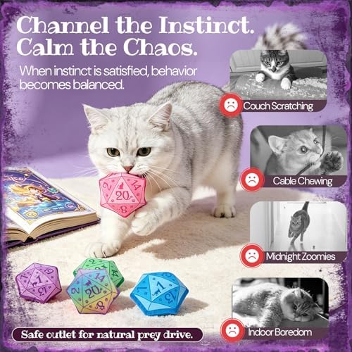 CiyvoLyeen Plush D20 Dice Catnip Toys for Indoor Cats 5 Pack