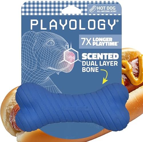 Playology Dual Layer Bone Dog Chew Toy - Jumbo, Hot Dog Scent
