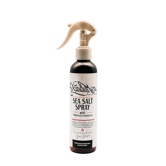 DandyMen Sea Salt Spray – Lightweight Texture, Volume, and Flexible Hold with Epsom Salt & Pro-Vitamin B5 (8.45 oz, Tobacco Vanilla)