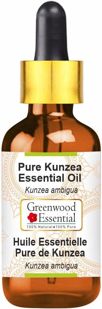 Greenwood Essential Kunzea Essential Oil (Kunzea ambigua) with Glass Dropper | Pure | Non-Sticky | Non-Greasy | Lightweight | Men & Women | All Skin Types | Steam Distilled 15ml (0.50 oz)