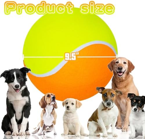Banfeng Big Tennis Ball for Dogs, Giant Dog Tennis Ball Toy Large Outdoor Sports Gift for Small Medium Large Dog (Yellow Orange, 9.5 inch)