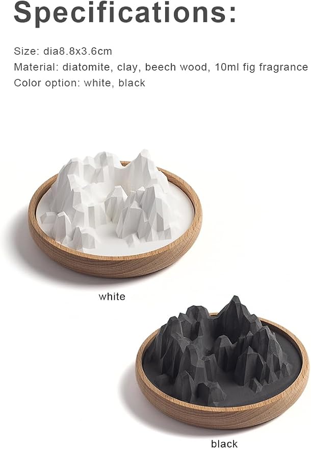 SINT Aroma Diffuser Diatomite Mountain Stone with Wooden Stand | Essential Oil Diffuser with Aromatherapy Fragrant Oil | Diffusers for Home, Oil Diffuser, Room Decor | Black, Fig Fragrance 10 ML
