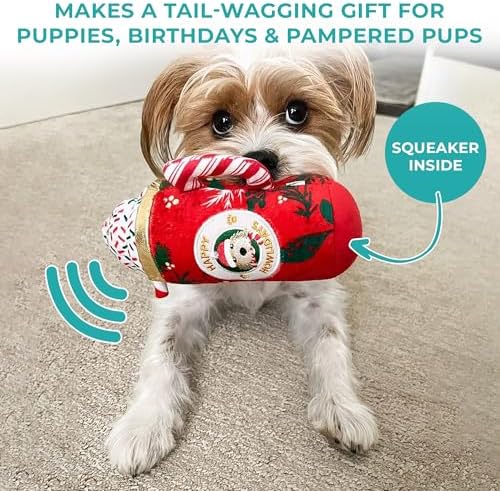 Haute Diggity Dog Howliday Cheer Mug Plush Dog Toy, Drink Parody Chew Toys