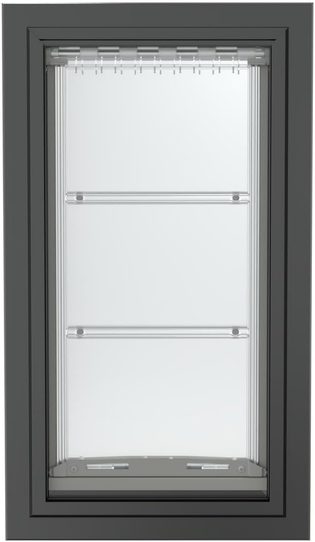 Endura Flap Single Flap Pet Door for Thick Walls | Deep Wall Design up to 13" Thick | Insulating Dual-Layer Flap & Durable Aluminum Frame | Includes Locking Cover | Black, Large, Single Flap