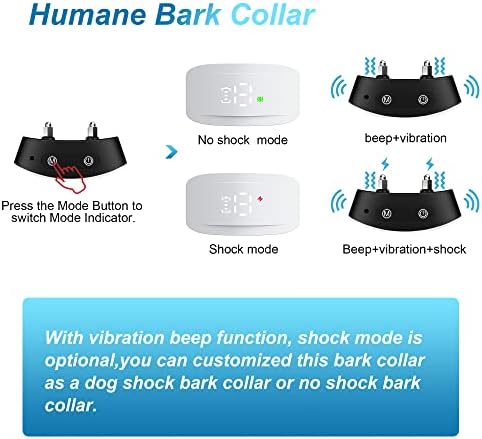Dog Bark Collar,Bark Collar with Adjustable Sensitivity for Large Medium Small Dogs,Smart Bark Collar Anti False Trigger,Rechargeable Anti Barking Collar with Beep Vibration and Optional Shock
