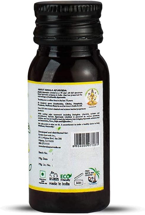 Kerala Ayurveda Eranda Sukumaram Herbal Oil for Internal Use to Help Support Healthy Elimination & Normalizes Vata and Pitta doshas, 1.01 Fl Oz
