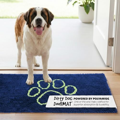 Dog Gone Smart Dirty Dog Doormat Runner - Marine, 60 x 30 Inches | Fast Drying Rug with Super Gripper Backing for Clean Floors - Absorbent Microfiber and Machine Washable Mat for Muddy Paws