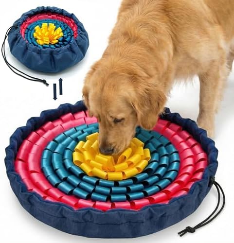 FunFurry Snuffle Mat for Dogs, Dog Puzzle Mat, Interactive Dog Toys for Enrichment,Sniff Mats with Non-Slip Backing,Suitable for Breeds and Sizes of Dogs (Floral, 17" Bowl)