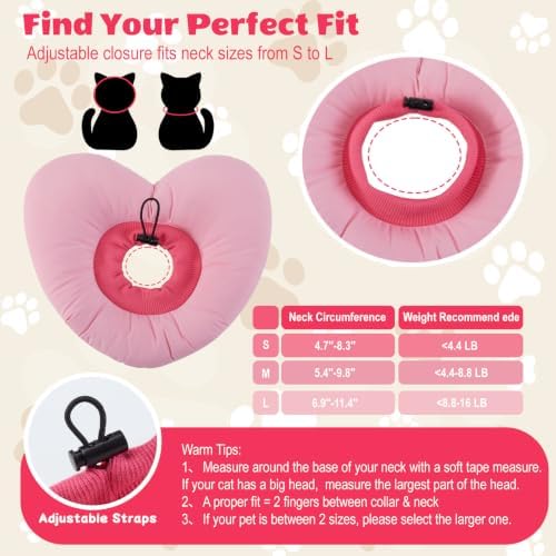 EMUST Soft Cat Cone for After Surgery, Recovery Collar for Kittens Pink, M