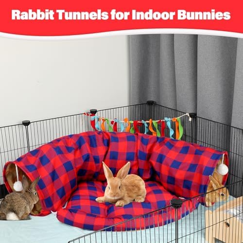 BWOGUE Bunny Tunnel Bed, 2-in-1 Collapsible Rabbit Tunnel Hideout with Mat