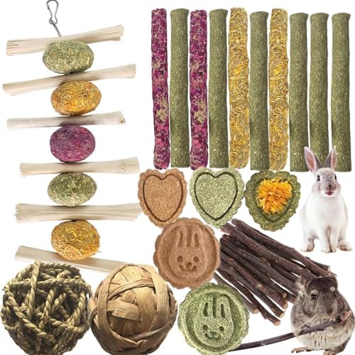 28 PCS Natural Chew Toys for Small Animals Teeth Grinding