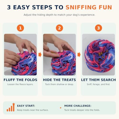 Ablechien Snuffle Ball for Dogs, Sniffle Interactive Treat Toy, Washable Puppy Treat Toy, Foraging Puzzle Ball Toy, Mind Games for Dogs, Enrichment Dog Toys