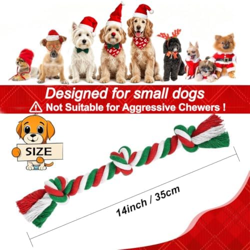 SZEE Christmas Dog Rope Toy, Rope Toys for Small-Breed Dogs