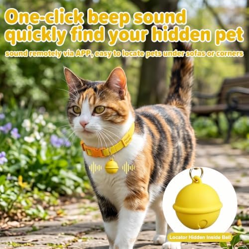 GPS Pet Tracker Collar, Bluetooth Mini GPS Tracker for Cat Dog, Smart Pet Activity Finder, No Monthly Fee, Works with Apple Find My & Google Find Hub, Real-Time Location Tag for Small Pets