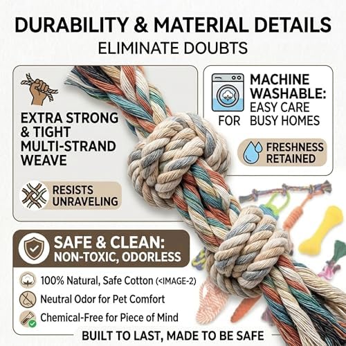 11 Pack Dog Rope Toys for Puppies Small & Medium Dogs, Durable Dog Chew Toys for Teething, Interactive Puppy Toys for Dental Health, Dog Toys Variety Pack to Keep Them Busy