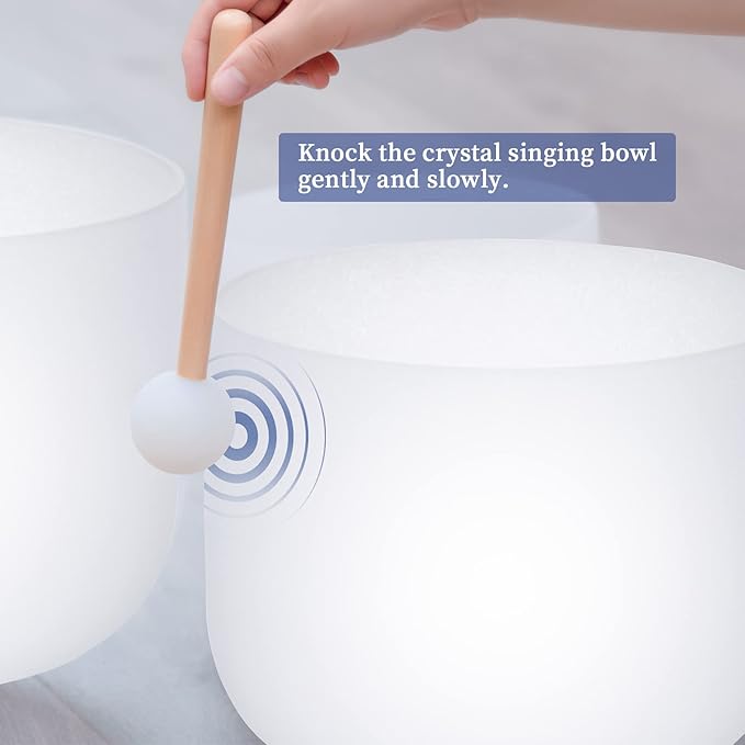 SOLSHINE 6-12 Inch Crystal Singing Bowl Set of 7 For Sound Healing With 2pcs Free Heave Duty Carring Case Crystal Mallet And O-ring Sound Repairer