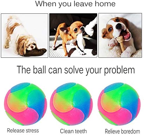 4 pcs Light Up Dog Balls Flashing Elastic Ball Glow in The Dark Interactive Pet Toys for Puppy, Cats, Dogs
