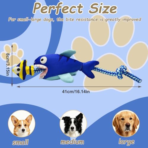 Durable Squeaky Plush Rope Dog Tug Toy for Large Aggressive Chewers