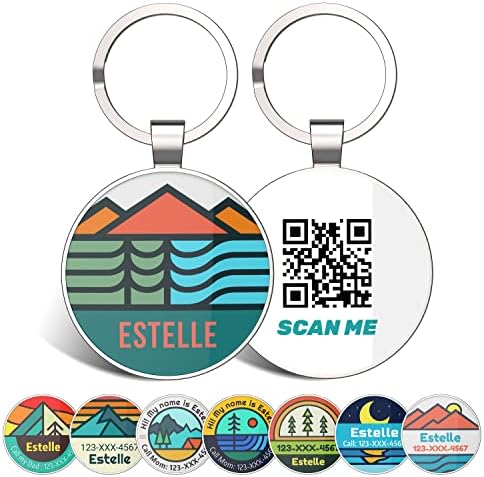 Custom Dog ID Tags, Personalized Pet ID Tags with QR Code, Free Online&Scan QR Receive Instant Location Alert Email