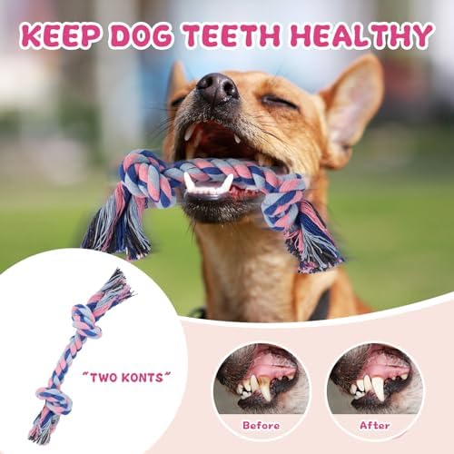8 Packs Puppy Rope Knot Toy - Multi Color Chew Toys for Small and Medium Dogs - Cotton Teething Tug With 2 Knots