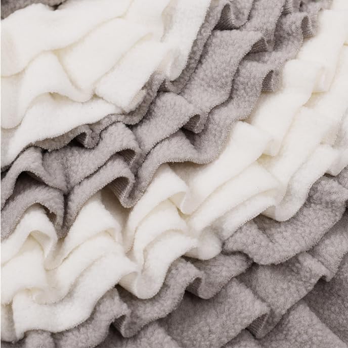 Dog Snuffle Mat Interactive Round Shape Sniff Feeding Food Mats Pet Foraging Treat Dispenser Toy Slow Feeder for Dogs Rabbits (Grey/White)