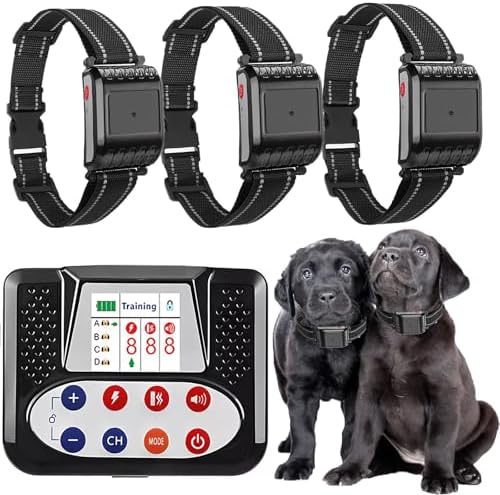 Electric Wireless Dog Fence Pet Boundary Containment System, Waterproof Training Collar Receiver, Vibration & Shock, Accurate 2.4G Signal, Safe Effective, 3 Modes for Stubborn Dogs,for3dogs