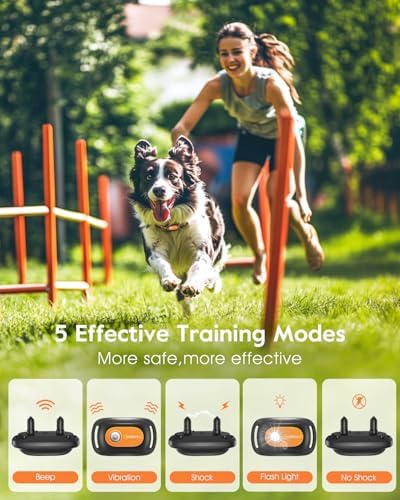 SLOPEHILL Dog Shock Collar 2 Dogs (8-140Lbs),4200FT Dog Training Collar | IP68 Waterproof e Collar with Beep,Vibration,Safe Shock,Flash Light,No Shock Model,Shock Collar for Dogs with Remote,Orange