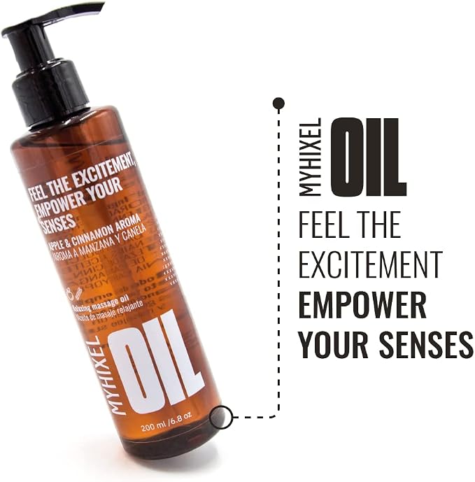 MYHIXEL Lightweight Massage Oil – 6.76 fl oz | Apple & Cinnamon Scent | Fast-Absorbing Body Oils for Women and Men | Hydrated Skin | Suitable for All Skin Types