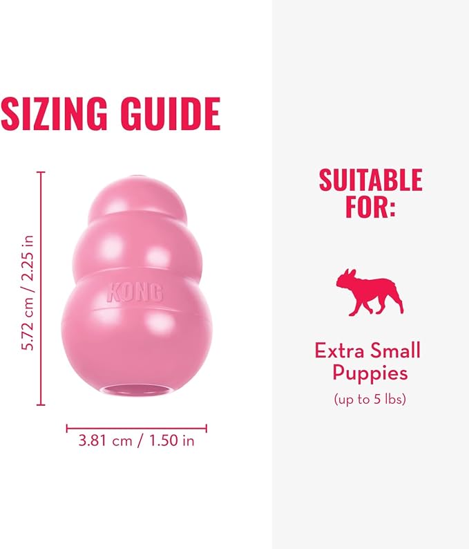 KONG Puppy, Natural Rubber Teething Chew Toy, for XS Puppies, Pink