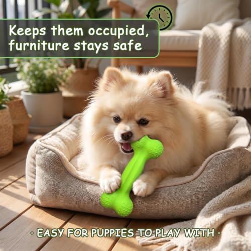 Tough Rubber Squeaky Bone Dog Toys for Aggressive Chewers Small Medium Dogs