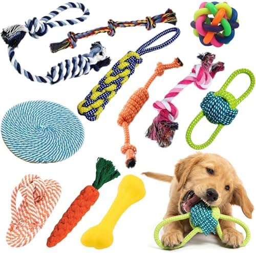 11 Pack Dog Rope Toys for Puppies Small & Medium Dogs, Durable Dog Chew Toys for Teething, Interactive Puppy Toys for Dental Health, Dog Toys Variety Pack to Keep Them Busy