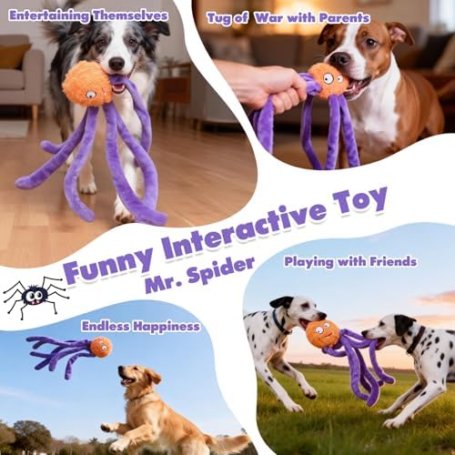 petizer Halloween Squeaky Dog Toy for Aggressive Chewers, Hidden Squeaky Ball Inside, Interactive Crinkle Toy to Keep Them Busy, Dog Ball for Medium Large Dogs